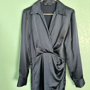 Zara Charcoal Satin Dress